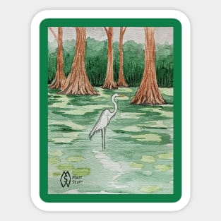 Egret in the swamp Sticker